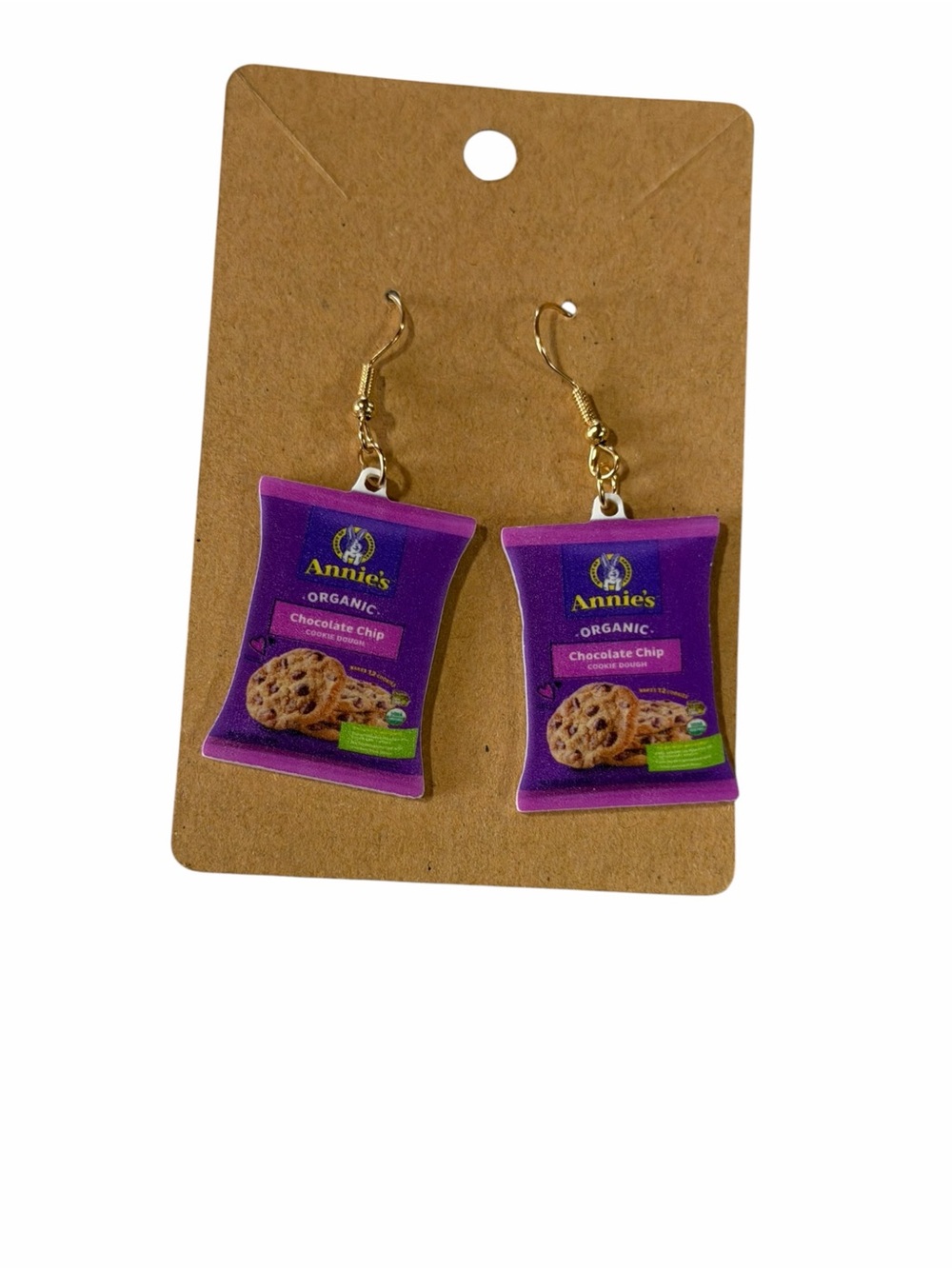 Purple Chocolate Chip Snack Bag Dangle Earrings